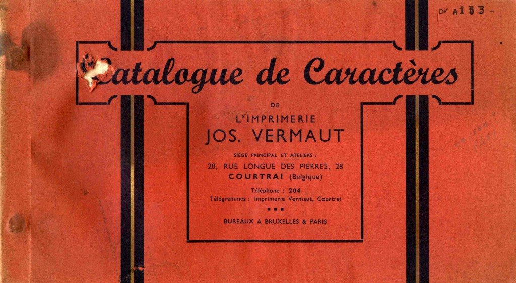 Jos. Vermaut. Catalogue De Caractères De L'imprimerie Jos. Vermaut